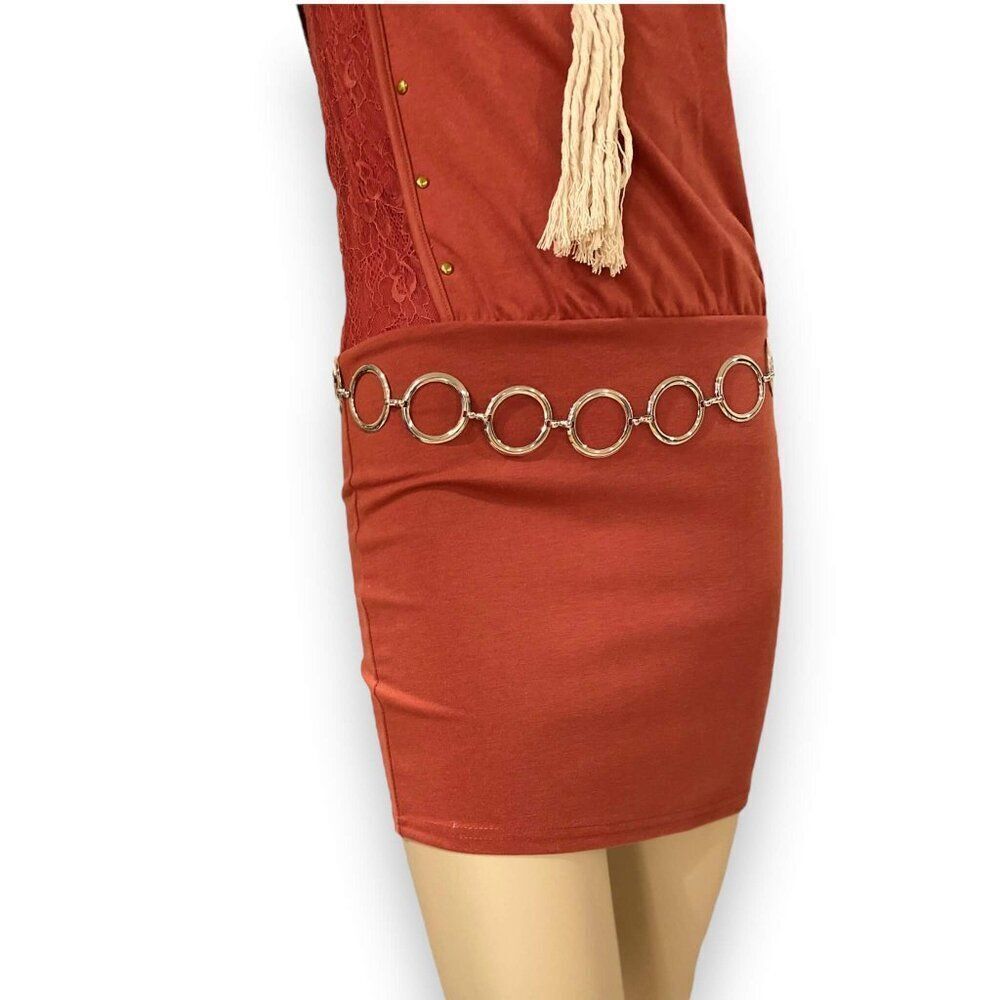 Retro Silver Round Link Waist Chain Belt - NEW